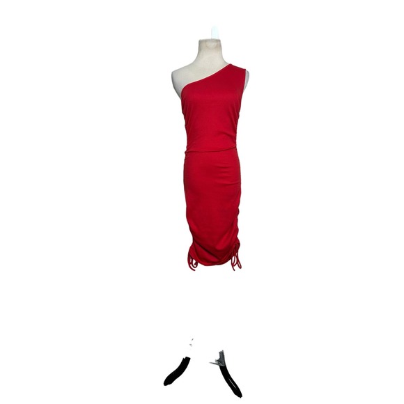 Shein red one shoulder ruched midi dress size 4 - Picture 12 of 12